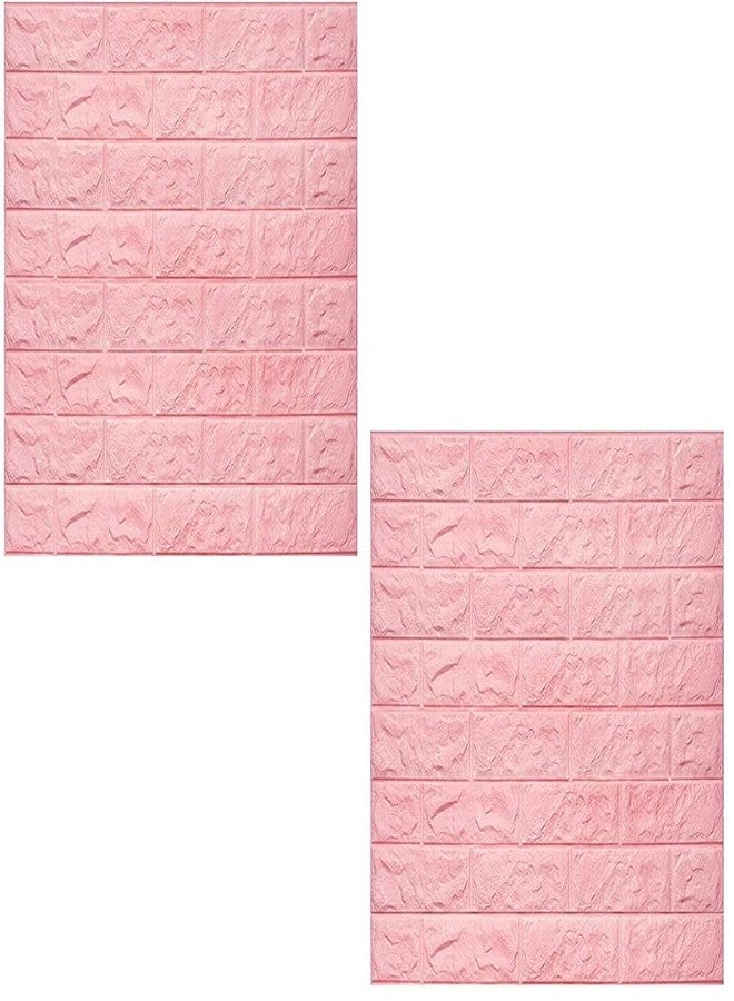 لوكزر ملصق حائط ثلاثي الأبعاد ذاتي اللصق من رغوة البولي إيثيلين من لوكزر، قطعتان، لغرفة النوم، مقاوم للماء، ديكور منزلي، ورق جدران من الطوب (سمك 8 مم/وردي/77 × 70 سم) - Image 2